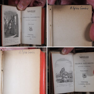 Sacchetti, Franco. Novelle cittadino fiorentino. G. Barbera, editore. Firenze. 1860. >>MINIATURE BOOKS WITH OCCULT ASSOCIATION IN GOTHIC BOOKCASE<<