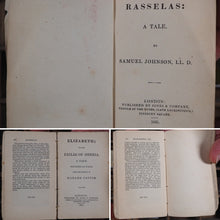 Load image into Gallery viewer, Johnson, Dr. Samuel [with] Madame [Sophie] Cottin. Rasselas: a Tale. [together with] Elizabeth; or, Exiles of Siberia. A Tale founded on facts, from the French of Madame Cottin. >>DOUBLE MINIATURE VOLUME<< Publication Date: 1835 CONDITION: GOOD
