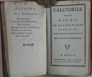 Delices de Paphos, Almanach Chantant, 1803-1804. Rochette, chez, Imprimeur, rue d'Enfet, 772. Paris. 1803. >>Unrecorded French Lovers' Almanac<<