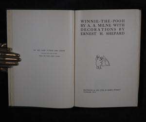 Winnie the Pooh MILNE, A.A. (1882-1956), [SHEPARD, Ernest H., illustrator]. FIRT EDITION. Published by London: Methuen & Co. Ltd., 1926 HARDCOVER. Very good condition.