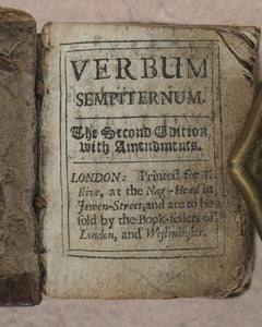 Thumb Bible. Taylor (John) Verbum Sempiternum, second edition. Printed [by F. Collins] for T. Ilive, at the Nags-Head in Jewen-Street. London. [1694].
