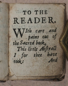 Thumb Bible. Taylor (John) Verbum Sempiternum, second edition. Printed [by F. Collins] for T. Ilive, at the Nags-Head in Jewen-Street. London. [1694].