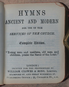 Church of England. Book of Common Prayer and Administration of the Holy Communion [with] Hymns ancient and modern: for use in the services of the Church. Oxford University Press. Henry Frowde. London. Circa 1900.