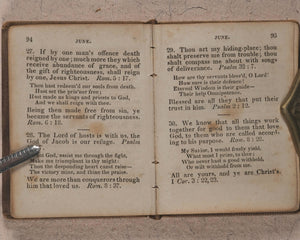 Daily Food For Christians. Being a Promise and another Spiritual Portion, for every day in the Year, together with a Verse of a Hymn. American Tract Society. No. 150 Nassau Street. New York. Circa 1830.