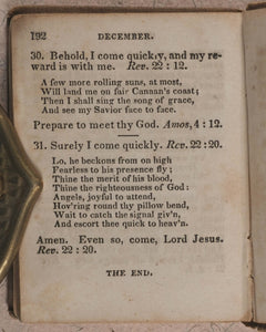 Daily Food For Christians. Being a Promise and another Spiritual Portion, for every day in the Year, together with a Verse of a Hymn. American Tract Society. No. 150 Nassau Street. New York. Circa 1830.