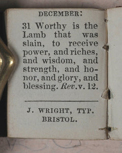 Daily Text Book. Wright & Albright, Avon Street. Bristol. [between 1840 and 1850].