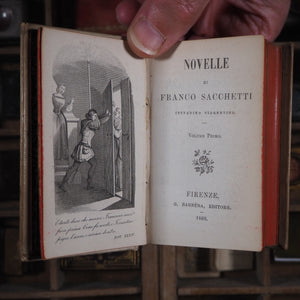 Sacchetti, Franco. Novelle cittadino fiorentino. G. Barbera, editore. Firenze. 1860. >>MINIATURE BOOKS WITH OCCULT ASSOCIATION IN GOTHIC BOOKCASE<<