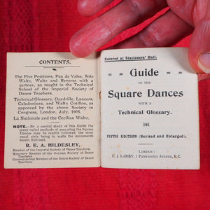 Guide to the Square Dances with a technical glossary. >>MINIATURE DANCE TEXT BOOK<< [Hildesley, Ralph Ernest Alexander]. Publication Date: 1907 CONDITION: VERY GOOD