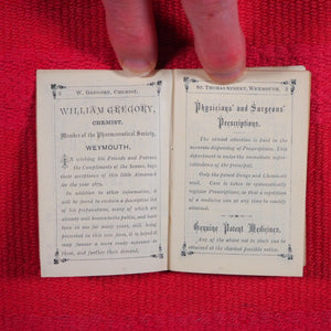 Bouquet almanack for 1879 >>MINIATURE ALMANACK WITH BOUQUET PROMO<< Publication Date: 1878 CONDITION: NEAR FINE