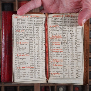 Georgian Almanack 1790-PROVENANCE NATHANIEL JARMAN- IN CONTEMPORARY RED LEATHER CASED POCKETBOOK.