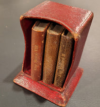 Load image into Gallery viewer, SMALL SET OF 4 SHAKESPEARE'S IN A RED BUCKRAM COVERED     VERTICAL CASE. C 1904.
