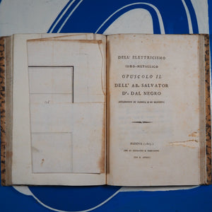 Dell'elettricismo idro-metallico opuscolo dell'ab. Salvator d.r Dal Negro accademico di Padova. Part I & 2. Negro, Salvatore Dal (1768-1839). Publication Date: 1802 Condition: Very Good