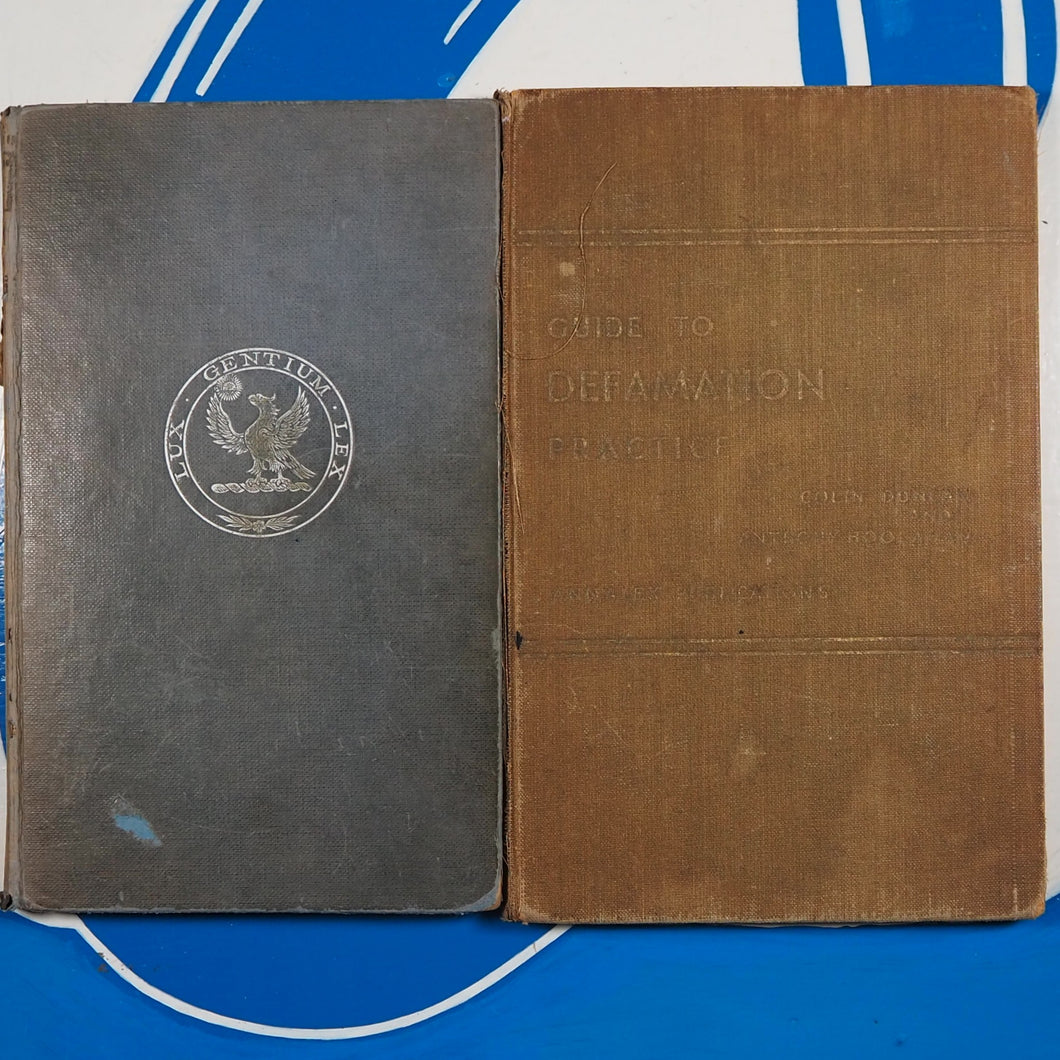 Colin Duncan, Anthony Hoolahan. A Guide to Defamation Practice. London. Annalex Publications Ltd. 1953.