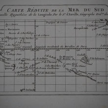 Load image into Gallery viewer, Carte réduite de la Mer du Sud selon la nouvelle Hypothèse de la Longitude. Le S[ieu]r. d&#39;Anville. [by Jean-Baptiste Bourguignon d&#39; Anville (1697-1782)] Publication Date: 1736 Condition: Very Good
