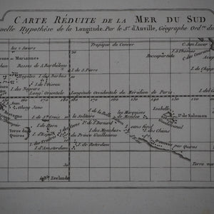 Carte réduite de la Mer du Sud selon la nouvelle Hypothèse de la Longitude. Le S[ieu]r. d'Anville. [by Jean-Baptiste Bourguignon d' Anville (1697-1782)] Publication Date: 1736 Condition: Very Good