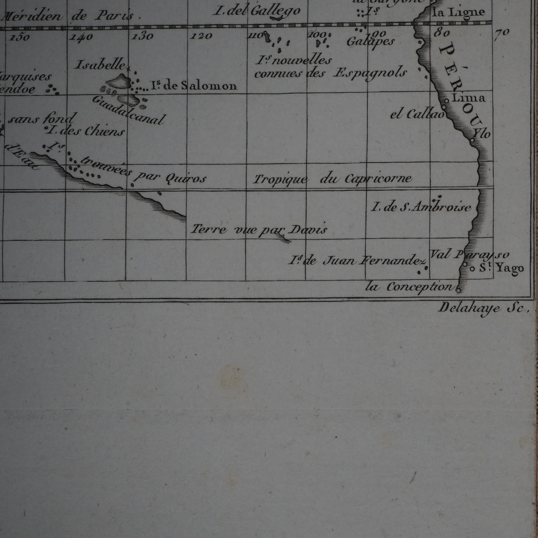 Carte réduite de la Mer du Sud selon la nouvelle Hypothèse de la Longitude. Le S[ieu]r. d'Anville. [by Jean-Baptiste Bourguignon d' Anville (1697-1782)] Publication Date: 1736 Condition: Very Good