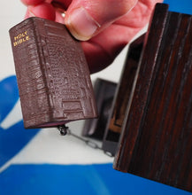Load image into Gallery viewer, Holy Bible containing the Old and New Testaments [with lectern]. >>MINIATURE BIBLE WITH LECTERN<< Publication Date: 1919 CONDITION: VERY GOOD
