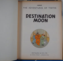 Load image into Gallery viewer, DESTINATION MOON. (The Adventures of TINTIN). FIRST ENGLISH Edition; HERGE [pseud. Georges Remi]. Leslie Lonsdale-Cooper &amp; Michael Turner [Translators] . Published by Methuen. 1959 Comic Condition: Very Good Hardcover
