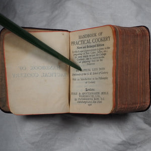 Handbook of Practical Cookery. New And Enlarged Edition In Which Special Prominence is Given to The Preparing of New Cakes, Jellies, Etc., Etc. >>MINIATURE COOKBOOK<< Dods, Matilda Lees. Publication Date: 1906
