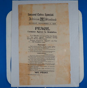 AFRICAN STANDARD. Second Extra Special. PEACE. Germany Agrees to Armistice. Rudolf Franz Mayer (1874-1934), editor. Publication Date: 1918 Condition: Very Good