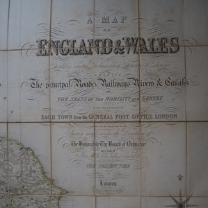 Map of England & Wales Divided into Counties, Parliamentary Divisions and Dioceses. Shewing the Principal Roads, Railways, Rivers and Canals. Publication Date: 1840 Condition: Very Good