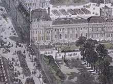 Load image into Gallery viewer, Panoramic View of Paris, with the Louvre and Rue de Rivoli completed. Illustration for The Illustrated London News, 1855. Publication Date: 1855 Condition: Very Good
