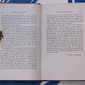 The Meditations of Marcus Aurelius. MARCUS AURELIUS. Translated by Jeremy Collier. Revised with an introduction and notes by [PIONEERING SUFFRAGIST] ALICE ZIMMERN Publication Date: 1894 Condition: Good